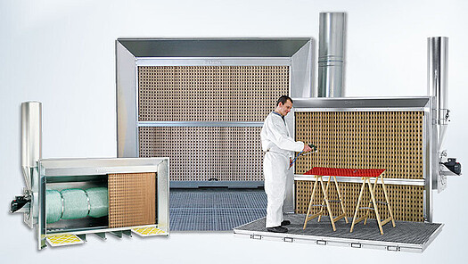 Overview of paint fog extraction walls from Schuko