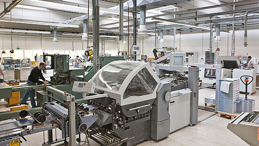 Blick in die Produktion einer Druckerei